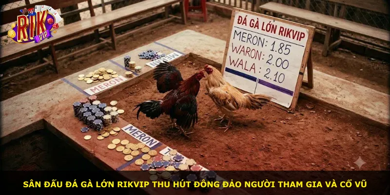 Sân đấu đá gà lớn Rikvip thu hút đông đảo người tham gia và cổ vũ